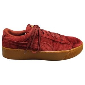 PUMA Vikky Platform Sneakers Women US 8.5 Red Brown‎ Memory Foam Running Lace Up